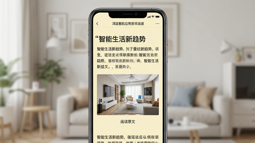 ͼƬ���壺��͢�Ǻ�Ӧ����Ѷ�Ķ����棬��Ļ��ʾһƪͼ�Ĳ�ï�����¡����֣��ֻ����������±����ڶ�����������ͼ���С��Ű棺���ֶ���������ͼƬ�·��С��Ķ�ԭ�ġ����ӡ���񣺼����Ķ�ģʽ������Ϊ����ɫ����ɫ��ϸ�ڣ����±���Ϊ���������������ơ�����ͼ��ʾ���ܼҾӳ��������ʣ�������Ⱦ���ɾ����޶���Ԫ�ء�