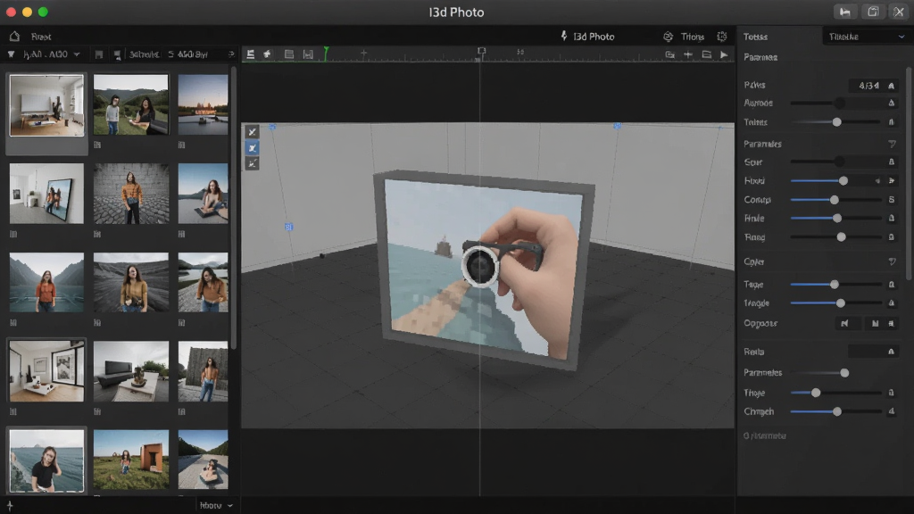 һ��չʾI3d Photo�����������ͼƬ���������ΪͼƬ�زĿ⣬�м�Ϊ3D�༭Ԥ�����ڣ��Ҳ�Ϊ����������壬���������ɫ���⣬��������������ִ������ʸɾ����޶���Ԫ��