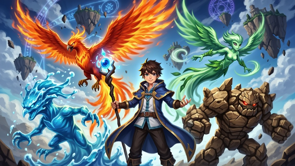 ��Ϸ���Ӿ�ͼ��չʾ��Elemental Summoner�����Ĵ�Ԫ�ؾ������һ�õĺ���棬����������һλ�ֳַ��ȵ������ٻ�ʦ����Χ�����Ż��ķ�ˡ�տ����ˮԪ�ء����̵ķ羫���Լ����ص������ܣ�����������ĸ��յ���ħ����������Ϊ��ϵ����磬ɫ����������Ӱ��ηḻ����ɫ��̬���������������У�����ϸ�壬�ɾ��޶���Ԫ�أ�ͻ����Ϸ��������ս��Χ