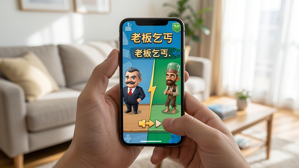 һλ����ֳ��ֻ����桶�ϰ���ؤ����Ϸ����Ļ����ʾ�ϰ����ؤ��ɫ�л��Ľ��棬�����������Ŀ������ֻ���Ļ�����ɼ�������дʵ��񣬹�����Ȼ����ͼ���У�ϸ�ڷḻ�����ʸɾ����޶���Ԫ��