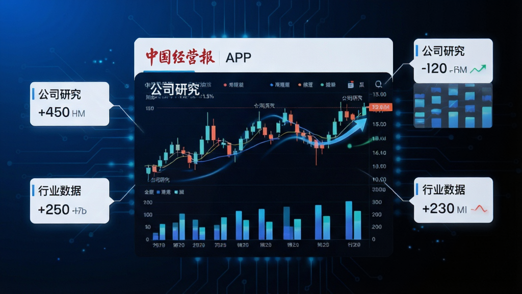 ���壺���й���Ӫ����APP�ڵ�����ͼ��ҳ�棬չʾK��ͼ����״�Ա�ͼ�����֣�����ͼ�����У���Χ���Թؼ����ݱ�ǩ���Ű棺������������ݿ��ӻ����ۡ���񣺿Ƽ������ִ��н�ϣ����ڽ��䱳����ϸ�ڣ�ͼ����̬Ч��ģ�⣬��ʾ����˾�о����롰��ҵ���ݡ����ࡣ���ʣ��߷ֱ��ʣ������������ɾ����޶���Ԫ�ء�