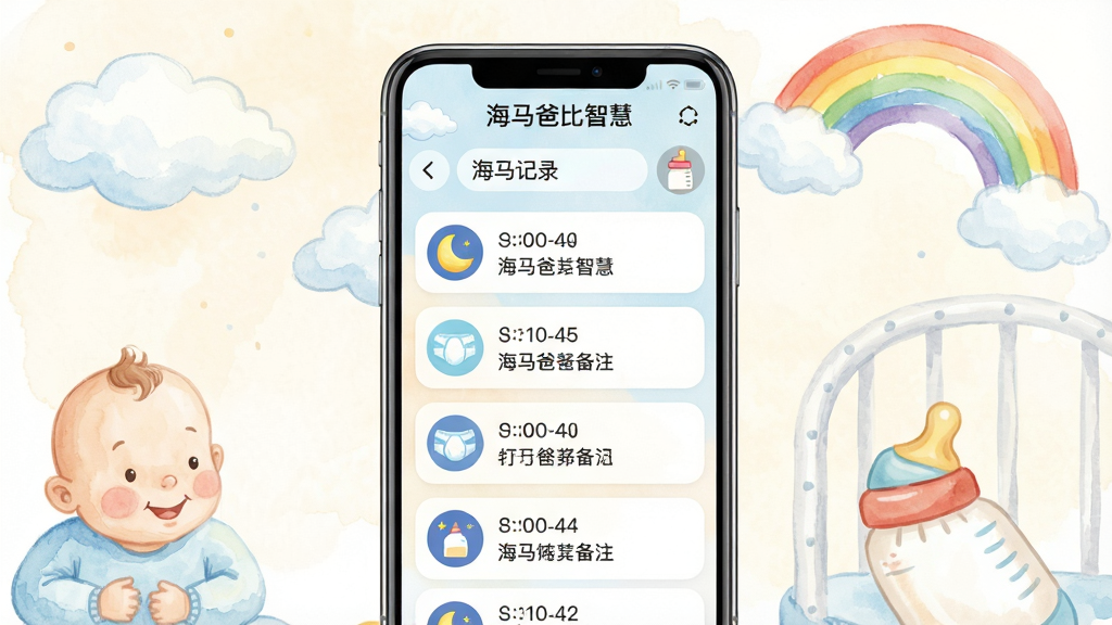 ���壺�����ֻ�չʾ�����ֱ��ǻ�APP�ĳɳ���¼ʱ������棬��������ƿ����ʪ��������ͼ�ꣻ���֣��ֻ����У��������ݷŴ�չʾ������Ϊ���ŵ�ˮ���ֻ�Ӥ��Ԫ�أ��Ű棺�����б�������ͼ�������ִ���õ���������¿ɰ�����ͨ��дʵ��ϣ�ϸ�ڣ���Ļ���С������ֱ��ǻۡ�������ÿ����¼��Ŀ��עʱ���뱸ע�������е������ƶ�Ͳʺ磻���ʣ�����������ɫ����ܰ���ɾ��޶���Ԫ�ء�
