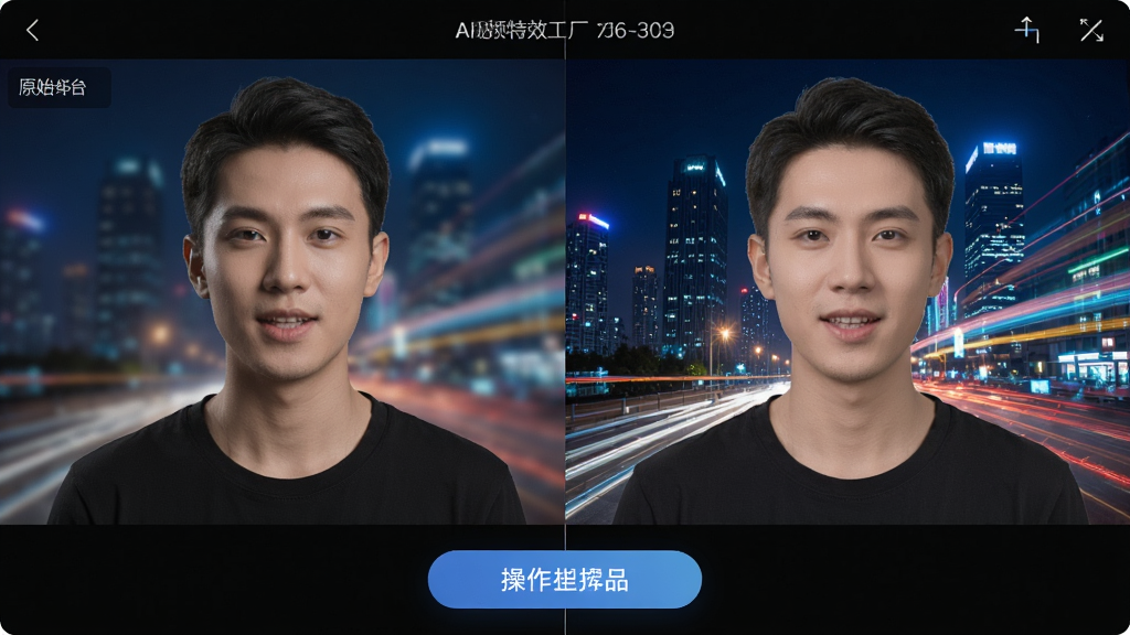 ��Ƶ��Ч����AI���ܿ�������ʾ�����Ϊԭʼ��Ƶ���棬�Ҳ�Ϊ������Ч���������Ե�����������滻Ϊ����ҹ����̬�����������࣬������ť���ԣ����ʸɾ����޶���Ԫ��