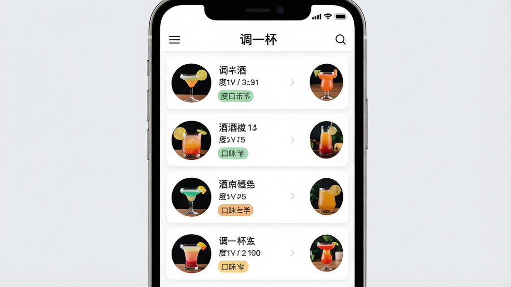���壺�ֻ���Ļ��д����Ļ��ʾ����һ����Ӧ���еļ�β���䷽�б�ҳ�棬�б����ж��ּ�β�����ƺ�����ͼ�����֣��ֻ����У�����Ϊ���ŵ�ǳ��ɫ��Ӫ������Ӿ����ܣ��Ű棺�ֻ���Ļ���������ɶ����б����������У�����ִ���ƽ��UI��Ʒ��ɫ���������죻ϸ�ڣ���Ļ�����С���һ�����������б��������������������ζ��ǩ������ͼΪԲ��Сͼ�����ʣ����壬�ɾ����޶���Ԫ��