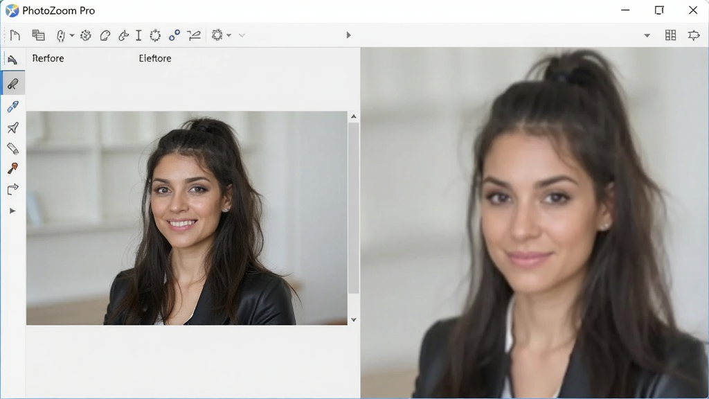 PhotoZoom Pro ����������Ԥ��ͼ��չʾͼƬ�Ŵ�ǰ��ĶԱ�Ч�������Ϊԭͼ���Ҳ�Ϊ�Ŵ�������ϸ�ڣ������������������������ɼ������רҵ�ִ������ʸɾ����޶���Ԫ��