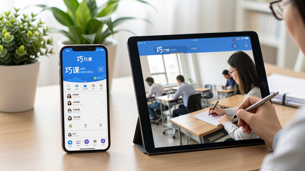 �ɿ��ƶ���ʹ�ó���ͼ������Ϊ�ֻ���ƽ�岢��չʾ����Ļ��ʾ�ɿ�APP���棬����Ϊ�칫������ֲ��������Ȼ����������ϸ��չʾ��ʦ����ʹ���ɿμ�¼���ã��߻��ʣ��ɾ����޶���Ԫ��