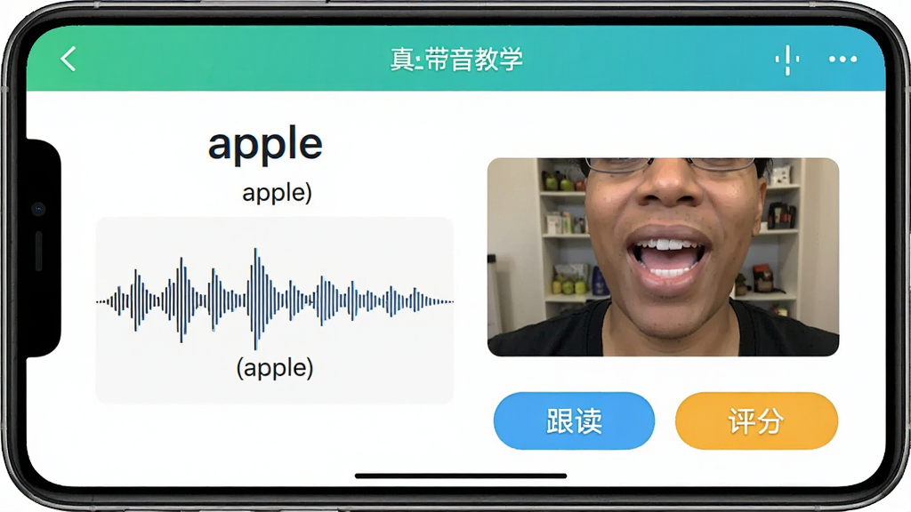 ��������APP���˷�����ѧ���棬��ʾ���ʡ�apple�������ꡢ��������ͼ����̿���ʾ����Ƶ�����沼��������ɫ�����죬���С��������͡����֡���ť�������������ɾ�������