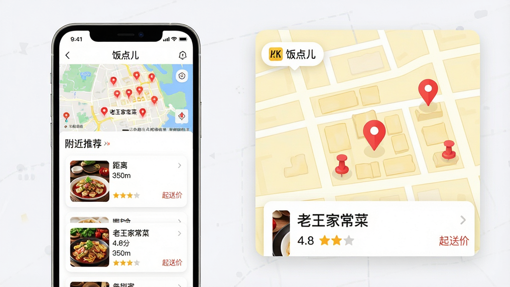 ���壺�ֻ�����չʾ�����APP�ġ������Ƽ���ҳ�棬ҳ�涥��Ϊ��ͼģʽ����ע�ܱ߲�����㣬�·�Ϊ������Ƭ�������֣��ֻ�λ�ڻ�����࣬�Ҳ�Ϊ�Ŵ�ĵ�ͼʾ�⣬��ͼ����ʾ�ֵ��������ǡ��Ű棺������Ƭ�����������ơ����롢���֡����ͼۣ���Ƭ����Ϊ��ɫ��Բ����Ӱ����񣺿Ƽ�����������ںϣ���ͼ���õ���ɫ��ɫ���������Ϊ��ɫͼ����������ɾ�������ϸ�ڣ��ֻ���Ļ������������ͼ�ϡ��������С������ť����Ƭ����ʾ�������ҳ��� 4.8�� 350m�������֡����ʣ�4K���壬��������㣬ɫ����Ȼ���ɾ����޶���Ԫ�ء�