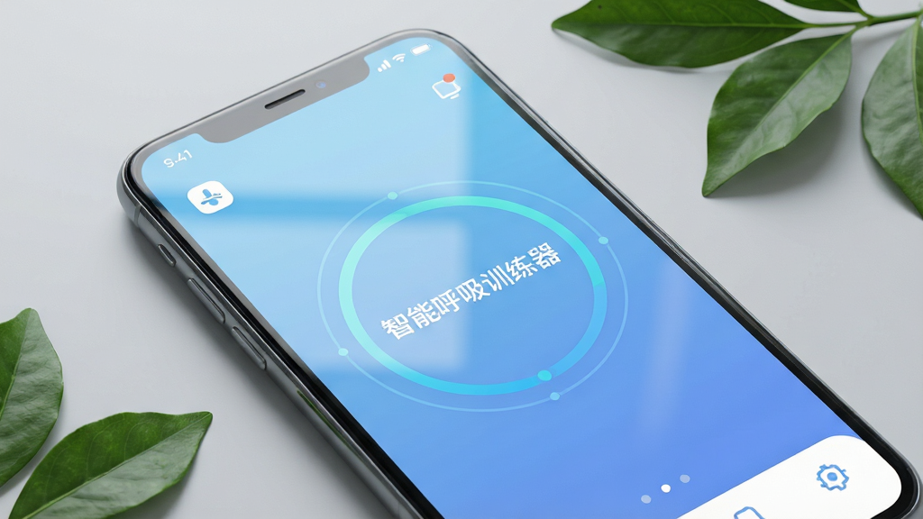 ����Ϊ�����ֻ���Ļ��д����Ļ����ʾ���ܺ���ѵ����APP�����棬��������͵���ɫ����Ϊ��ɫ����������һ����̬�ĺ�������Բ����Բ���ϱ�ע�����ܺ���ѵ���������������ֲ��þ��й�ͼ���ֻ�б����ǳ��ɫ�����ϣ���Χ��׺��Ƭ��ɫ��Ҷ���Ű���������APP����ͼ������������ɱ棬������Ϊ��ƽ����ơ�����ִ��Ƽ��У�����ɾ�ͨ͸��ϸ��չ����Ļ��Ӱ���䡣���ʸ��壬�ɾ����޶���Ԫ�ء�