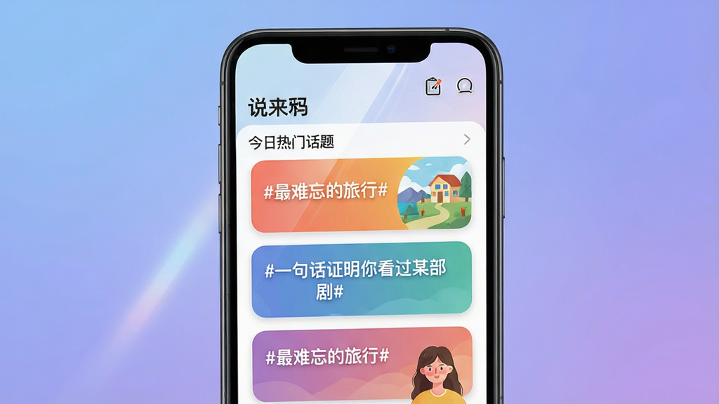 ���壺�ֻ���Ļ��д����Ļ��չʾ��˵��������㳡���棬�ж����ɫ���⿨Ƭ�����֣��ֻ�λ�ڻ������룬��������͵Ľ�������ɫ��ͻ����Ļ���ݡ��Ű棺��Ļ���С��������Ż��⡱�б���������#������������#���͡�#һ�仰֤���㿴��ĳ����#���ȡ����дʵ��廭��ϣ���Ļ���������ɱ档ϸ�ڣ��ֻ���Ļ�����΢���Ĺ��󣬻��⿨Ƭ��Բ����ơ����ʣ����壬�ɾ����޶���Ԫ�ء�
