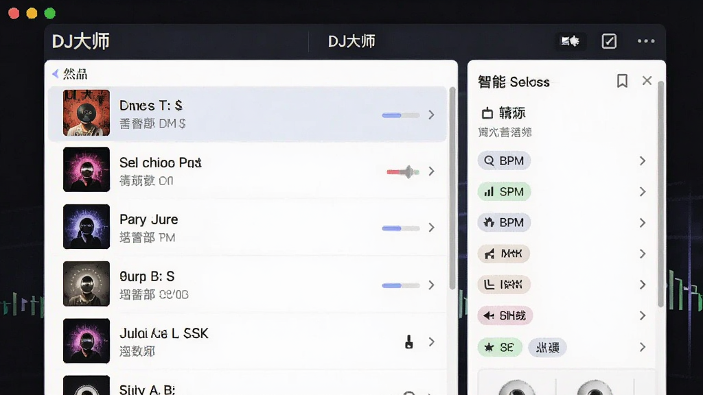 ��������Ϊ��DJ��ʦ�����ֿ���棬����б���ʾר���������Ŀ���Ҳ�Ϊ����ɸѡ�������������������������ϸ����BPM����Ա�ǩ�����ʸߣ��ɾ��޶���Ԫ��