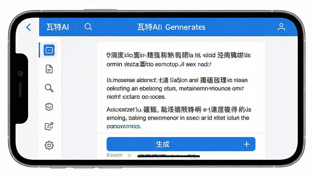 ���壺������AI��Ӧ�ý���չʾ�������ܣ���Ļ�г���һƪ�Զ����ɵ�����Ƭ�Ρ����֣��ֻ�����չʾ�༭���棬��๤�������Ҳ��ı�Ԥ�����Ű棺�Ϸ�Ϊ���������·�Ϊ���ɰ�ť����������࣬��ɫ��������ɫ��׺��ϸ�ڣ������Ű����룬�ж���ָ�������ͼ�����������ʣ�������Ⱦ���ɾ��޶���Ԫ�ء�