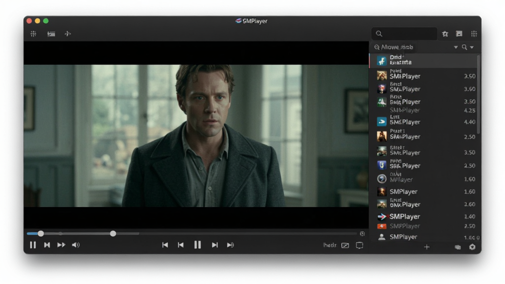 SMPlayer��Ƶ������������չʾ����ɫƤ���������б����Ҳ࣬������ʾ�����Ӱ���棬�·�Ϊ�����������������ˣ��������ִ��������������ɾ��޶���Ԫ��