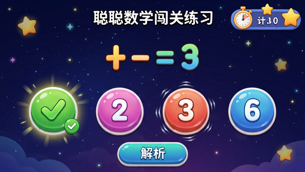 ���壺�ϴ���ѧ������ϰ���棬��ʾһ���ӷ�����ĸ�ѡ����֣���Ŀ���У�ѡ���������·������Ͻ��м�ʱ�������ǡ��Ű棺��ť���ô�Բ����ƣ�������Ŀ������Ϊ�ǿ����⡣�����Ϸ��UI��ɫ�ʻ��ã��ж�̬��Ч��ϸ�ڣ���ȷѡ���򹴣�����ѡ��ᶶ�����ײ��С���������ť�����ʣ����壬�ɾ����޶���Ԫ�ء�