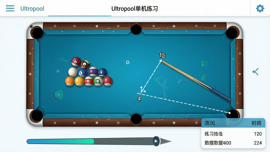 Ultrapool������ϰ���棬̨�������й������еĲ�����Ļ�ײ���ʾ�������ͽǶ��ߣ��Ա�����ϰ����ͳ�ƣ�����������������������޶���Ԫ��
