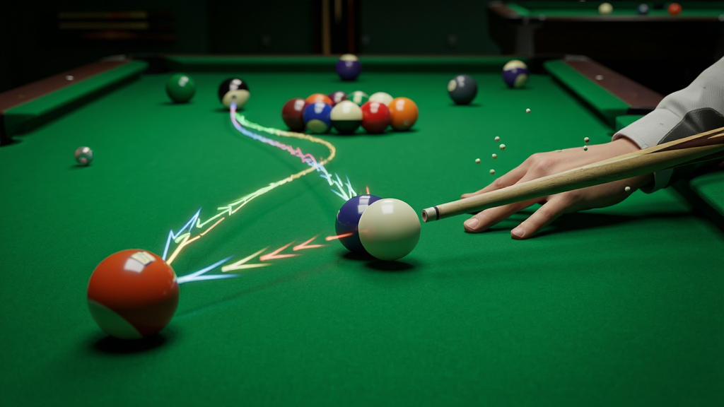 Ultrapool��������չʾͼ��̨������ɫ�����Ϲ�����ײ��������ʵ��Ӱ�ͷ����켣����˻���˲�䣬ϸ��������������棬���дʵ���޶���Ԫ��
