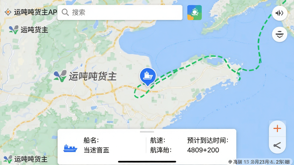 ���壺�˶ֶֻ���APP�Ĵ������ٽ��棬��ͼ����ʾ������ǰλ�úͺ��й켣�����֣���ͼռ����Ļ������ͼ������ɫ��ǣ��켣��Ϊ��ɫ���ߡ��Ű棺��ͼ�Ϸ������������·��д�����Ϣ��Ƭ����񣺸ߵµ�ͼ���ɫ����������Ϣ������ϸ�ڣ���ͼ���С��˶ֶֻ�����ˮӡ��������Ϣ����ʾ���������١�Ԥ�Ƶ���ʱ�䡣���ʣ����壬�ɾ����޶���Ԫ�ء�
