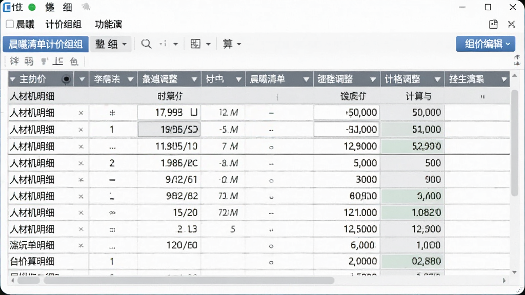�����嵥�Ƽ���۹��ܲ�����ʾ������Ϊ��۱༭���棬����Ϊ������ʽ���������˲Ļ���ϸ�У����רҵ��ϸ�����ּ۸�����������̣����ʸ��壬�ɾ����޶���Ԫ��