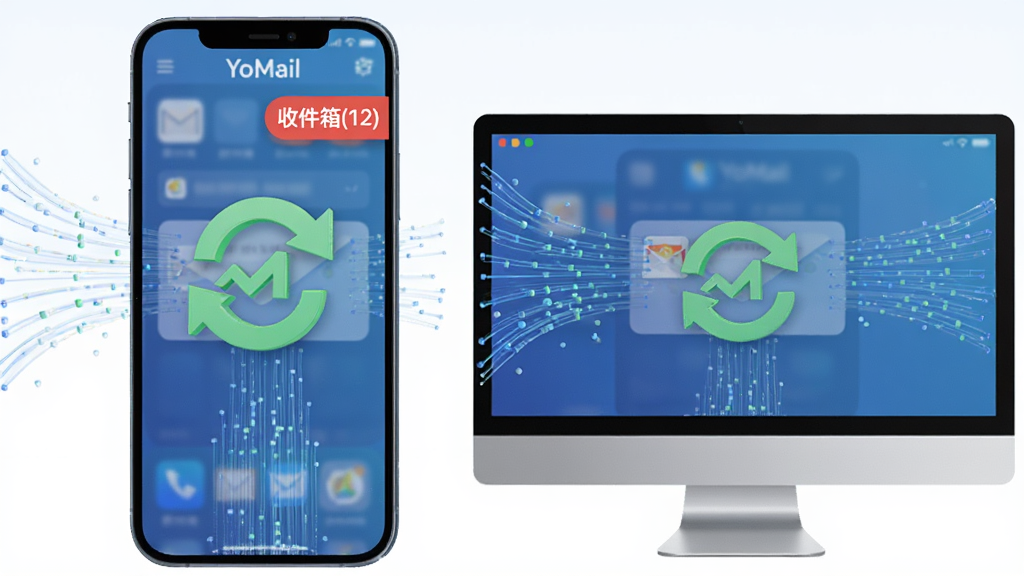 չʾYoMail�����������ֻ��͵�����ͬʱ�յ����ʼ����ѵĻ��棬����Ϊ��̨�豸���ţ��������ҶԳƣ��Ű�ͻ����Ļ�С��ռ���(12)����ɫ�Ǳ����ɫͬ����ͷͼ�꣬���Ϊ�Ƽ���3D��Ⱦ��ϸ�ڰ������˰���������������͸ɾ��������������������޶���Ԫ��