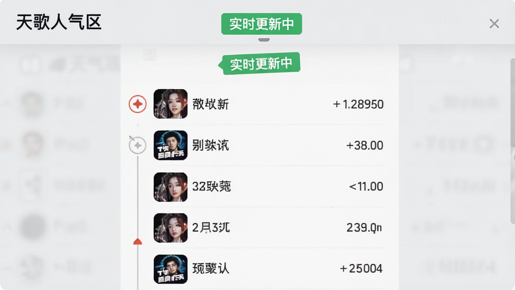 һ��չʾ�������������ʵʱ�񵥹��ܵĽ����ͼ����Ļ����Ϊ��̬�����������б���ÿ����ʾ��Ʒͼ�ꡢ���ƺ�����ֵ�������С�ʵʱ�����С�����ɫ��ǩ������Ϊǳ��ɫ��ͻ�����ݱ仯���������Լ�����ʸ��壬�޶���Ԫ��