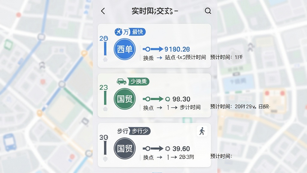���壺����ʵʱ����App�Ļ��˷���ҳ�棬��ʾ�ӡ�������������ó�������׷������ֱ��ע����족���ٻ��ˡ��������١������֣�������Ƭ�������У�ÿ�ſ�Ƭ������·��š�վ������Ԥ��ʱ�䡣�Ű棺��Ϣ��η�������ɫ���ֲ�ͬ��������񣺼������磬ǳ�ұ�������ɫ������ϸ�ڣ���·�����Բ��ͼ�꣬���˵��ü�ͷ���ӡ����ʣ������������ɾ����޶���Ԫ�ء�