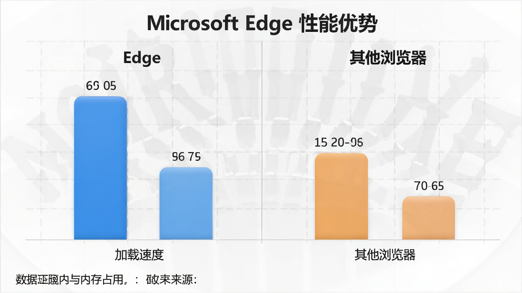 ���壺Microsoft Edge ��������ܶԱ�ͼ�������Ϊ��Edge���Ҳ�Ϊ�����������������״ͼ��ʾ�����ٶ����ڴ�ռ�á����֣�ͼ�����У�����Ϊǳ��ɫ���񣬱��⡰Microsoft Edge �������ơ�λ�ڶ������Ű棺������״ͼ���ţ���ɫ�ֱ�Ϊ��ɫ�ͳ�ɫ���ײ���ע������Դ����������Լ������ֱ�ۡ�ϸ�ڣ���״ͼ������ֵ��ǩ����Եƽ�����޶���Ԫ�ء����ʣ�������Ⱦ��רҵ��ǿ