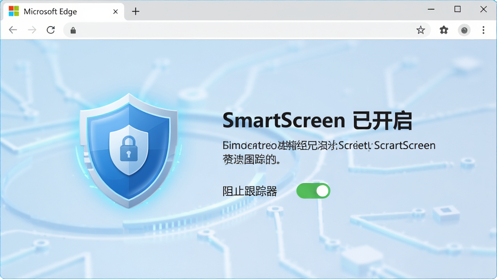 ���壺Microsoft Edge ��ȫ�������棬��ʾ��SmartScreen �ѿ����������ͼ�ꡣ���֣�������У�����Ϊ����ɫ���䣬��������������������Ű棺����ͼ��λ����࣬����˵�����Ҳ࣬�·��С���ֹ�����������ذ�ť����񣺿Ƽ��У���ȫ���⣬������ɫ��ϸ�ڣ�����ͼ�귢�⣬���ذ�ťΪ��ɫ���������ࡣ���ʣ�4K���壬�ɾ��޶���Ԫ��