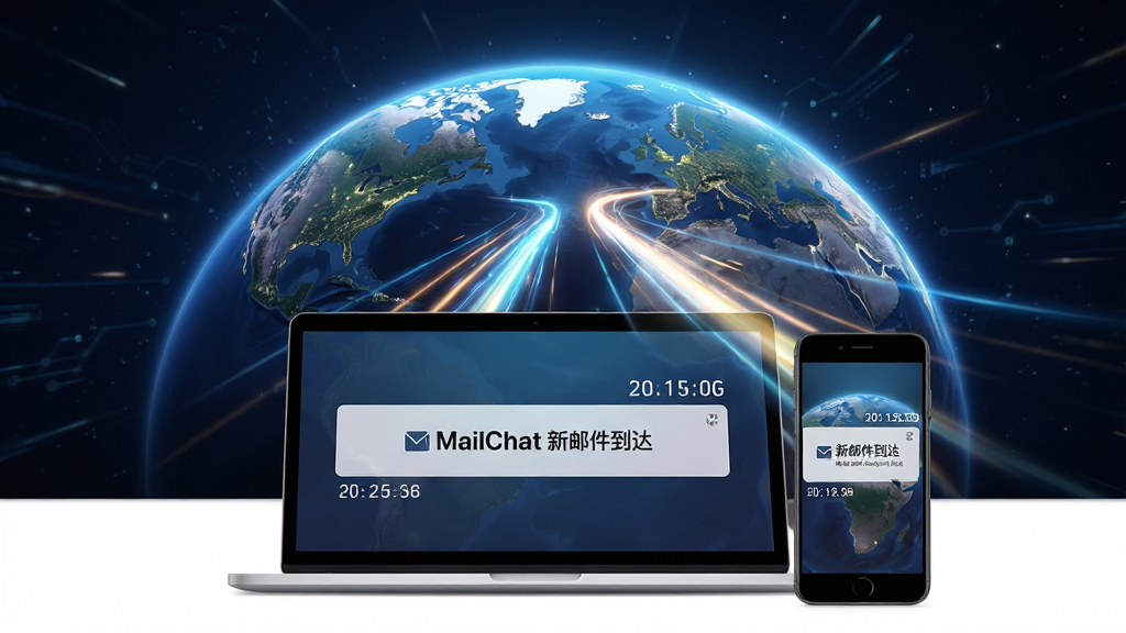 չʾMailChat�������͹��ܵ����������������ǵ���ͼ�α����Ϸɳ۵Ĺ������������߻�۵�ǰ���ıʼǱ��������ֻ���Ļ�ϣ���Ļ��ʾMailChat�ġ����ʼ�������֪ͨ�����ֶ��У��Ű渻�����������Ƽ���ʮ�㣬ϸ�ڰ������뼶ʱ������֣����ʸ����£��ɾ����޶���Ԫ��