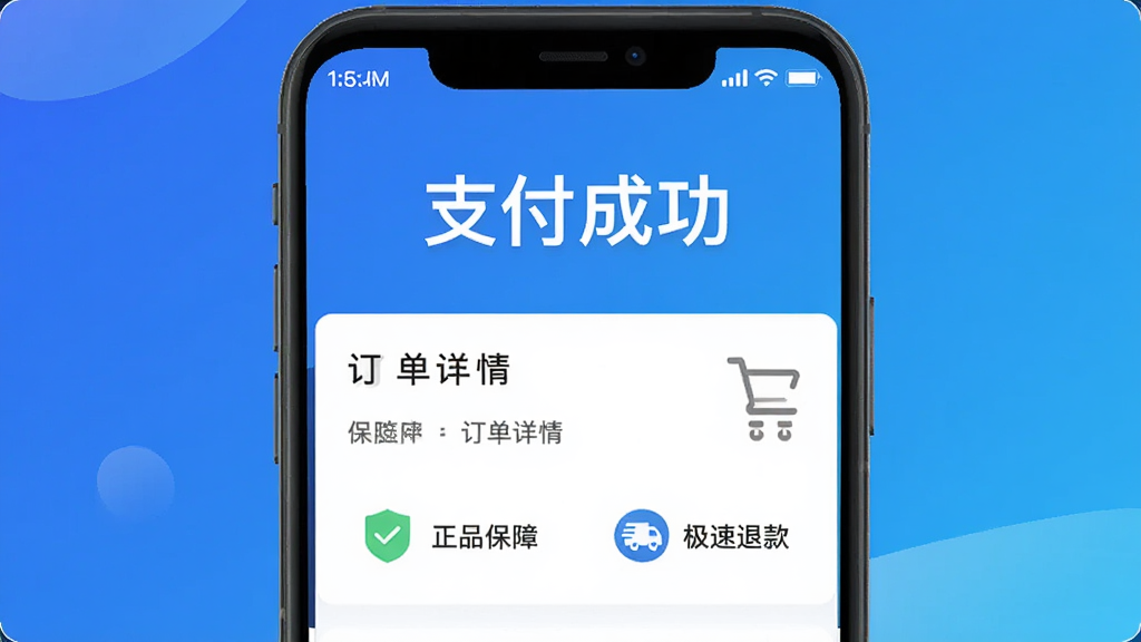 ƴƴ�ػݹ���APP��֧���ɹ�ҳ�棬��ʾ��֧���ɹ����������·��ж�������ͱ���ͼ�꣬�硰��Ʒ���ϡ����������˿������Ϊ��ɫ���䣬�����������࣬��ƽ����ƣ������������ɾ��޶���Ԫ��