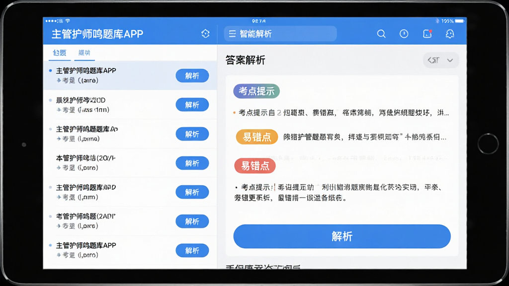 ���壺���ܻ�ʦ�����APP�����������棬��Ļ����ʾ���ѡ���⼰����������ť�����֣�ƽ����Ժ���չʾ���������Ŀ�б����Ҳ��Ǵ𰸽������Ű棺���������������࣬�����С���У���񣺽������������ɫ���ɫΪ��ɫ����ϸ�ڣ����������С�������ʾ�����״��㡱��ǩ�����ʣ����壬�ɾ����޶���Ԫ�ء�