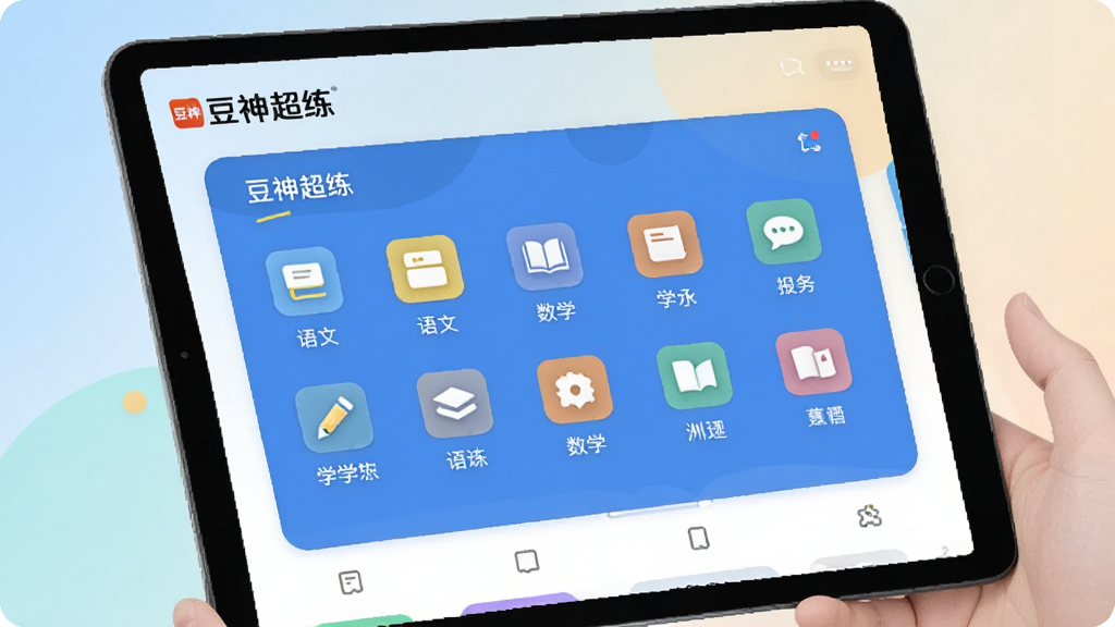 һ��չʾ������App��ƽ����������е��������ͼ����������Ϊ��ɫ��ѧϰ���񿴰壬�����������������ġ���ѧ��ѧ��ͼ�꣬����Ϊ��͵Ľ���ɫ���������ƽ����ƣ�����ɾ�������ͻ������������Ʒ�����������ʸ��壬�޶���Ԫ��