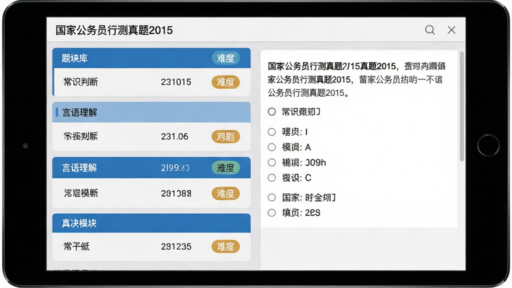 ���壺���ҹ���Ա�в�����2015�����������б�ҳ�棬��ʾ��ģ����Ŀ�������Ѷȱ�ǩ�����֣�ƽ����Ժ�����ʾ�����Ϊ����б����Ҳ�Ϊ��ĿԤ�����Ű棺�б�������ģ�������ȷ����ĿԤ������ʾ�����ѡ���񣺼������磬ǳ��ɫ��������ɫǿ��ɫ��ϸ�ڣ���Ļ���Ͻ��С����ҹ���Ա�в�����2015����������Ŀ�б����С���ʶ�жϡ����������⡱�ȷ��ࡣ���ʣ����壬�ɾ����޶���Ԫ�ء�