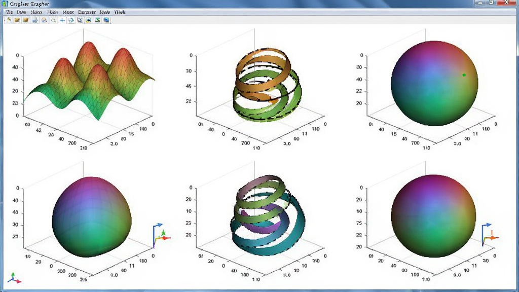 3D Grapher�������ܽ�ͼ��չʾ�����ͬ��ɫ����״����ά����ͼ�β�����ʾ�ڽ����У��������������桢�������ߺ����壬ÿ��ͼ�ζ�����������Ϳ̶ȱ�ǩ������������ͼ����Ⱦ��ϸ�����ʸɾ����޶���Ԫ�ء�