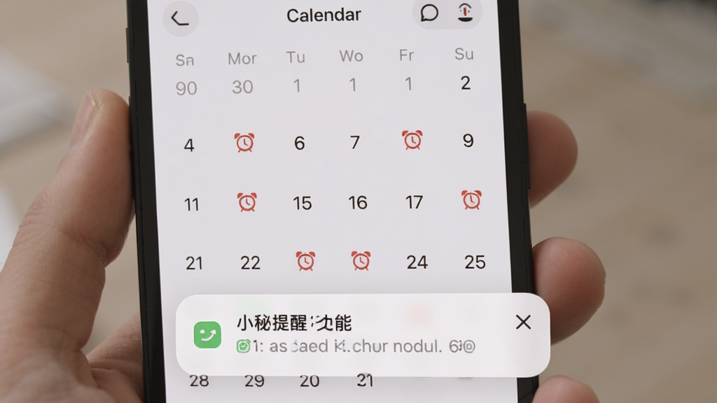 չʾС�����ѹ��ܵĽ��棬�ֻ���Ļ����ʾһ��������ͼ��ĳ���������ϴ��к�ɫ����ͼ�꣬�·�����һ������֪ͨ���������Լ��ɫ����ͣ�ͻ��ʱ����������ѵľ�׼�ԣ�����������
