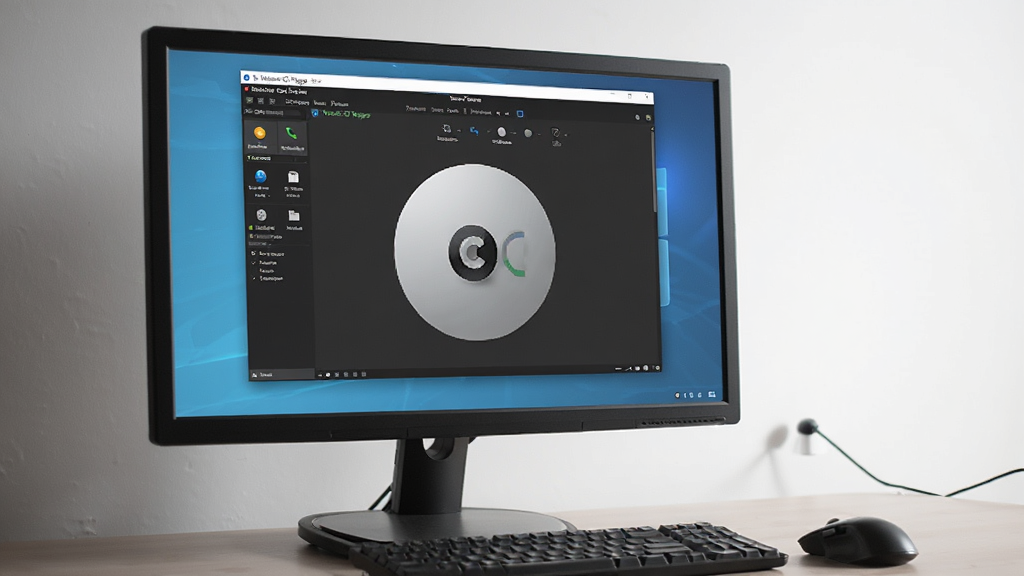 Visual CD Ripper 在电脑上运行的实拍图,屏幕显示软件界面,环境光柔和,键盘鼠标可见,整体氛围专业,画质干净,无多余元素