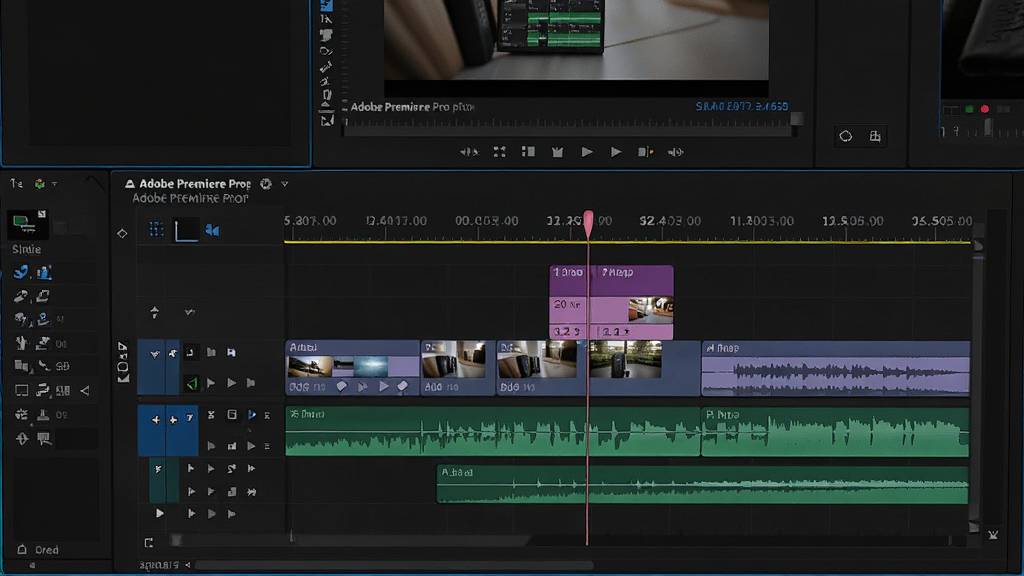 ���壺Adobe Premiere Pro������ʱ���߱༭���棬չʾ������Ƶ����ƵƬ�Ρ����֣�ʱ����ռ�ݻ������壬�Ϸ���Ԥ�����ڣ�����й�����塣�Ű棺����������У�ɫ���������ԡ����רҵ���ɾ���ϸ�ڣ�������в�ͬ��ɫ����ƵƬ�κ���Ƶ���Σ�ʱ���������ɼ������ʣ��������ȣ�ϸ�ڷḻ���ɾ��޶���Ԫ�ء�