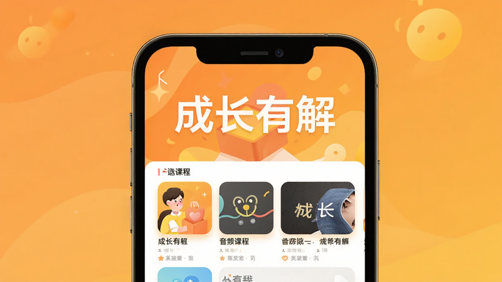 ͼƬչʾ���ɳ��н⡱APP�������棬������ů�ĳȻ�ɫ���䱳��������������һ���ֻ�����Ļ���С��ɳ��н⡱�ĸ����ֺͼ�����Ƶ�γ��б����棬�������Լ�ִ�����ƽ����ƣ����ʸ��壬�ɾ��޶���Ԫ�أ�ͻ��֪ʶ����ƽ̨���ʸС�
