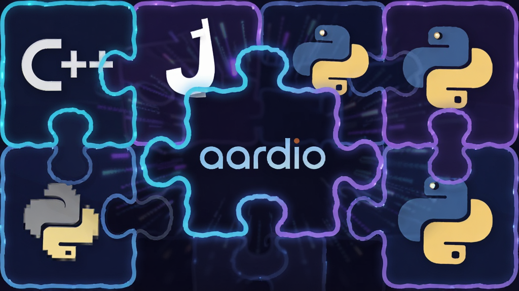 ��������Ϊһ�������ƴͼͼ�Σ�����һ��ƴͼӡ��aardio��������Χ�����Ŵ���C++��Java��Python�����Ե�ͼ��ƴ�飬�����໥ҧ�ϡ�����Ϊˮƽ���У�չʾ�����ںϡ����Ϊ�Ƽ��в廭������ɫ���������޺�������ɫ��Ч��ϸ����ƴͼ��Ե���⣬���廭�������ɾ����޶���Ԫ�أ�͹��aardioǿ������Ի������ԡ�