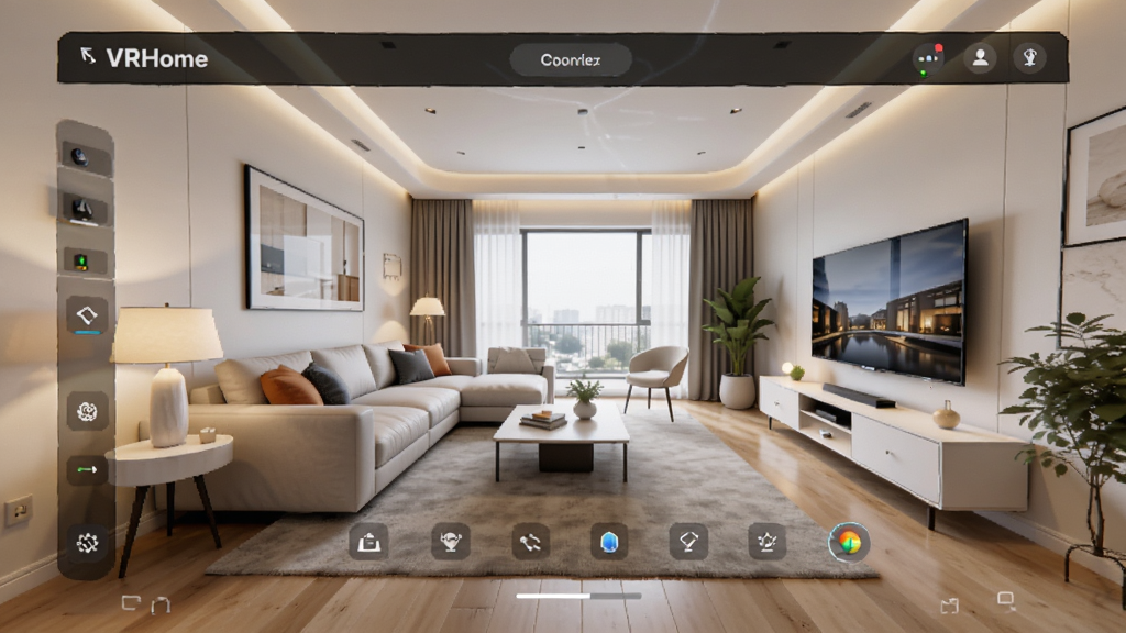 ������ʵ��װƽ̨��VRHome�����Ӿ�ͼ��չʾ�ִ�����VRȫ����ƽ��棬���������Ⱦͼ���Ƽ�������ܰ�н�ϣ��������������廭�ʣ��ɾ��޶���Ԫ��