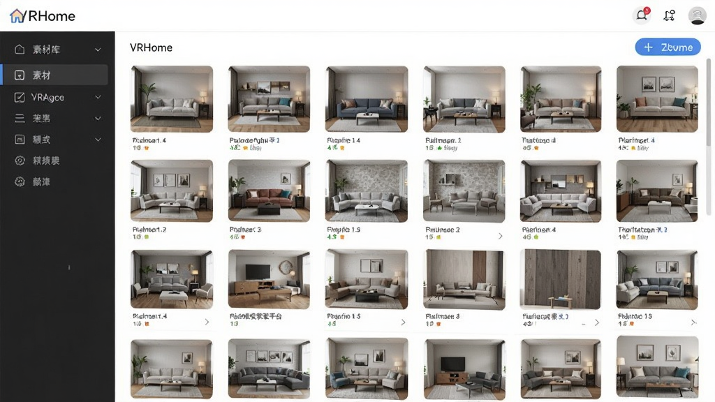 ������ʵ��װƽ̨��VRHome���زĿ��ͼ��չʾ�Ҿ�����ʷ��࣬����ͼ�������У��������ۣ��ִ��Ҿӷ�񣬸��壬�ɾ�