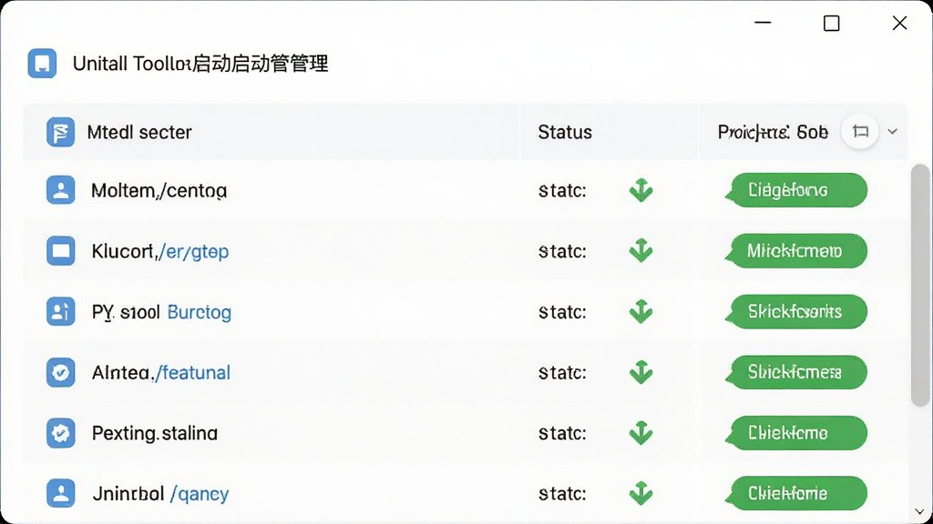 Uninstall Tool�������������棬�б�չʾ��������������������ơ�״̬��Ӱ��ȼ����������ִ���࣬��ɫ��ͷ��ʾ�Ż����飬����ɾ����Ű��������޶���Ԫ��
