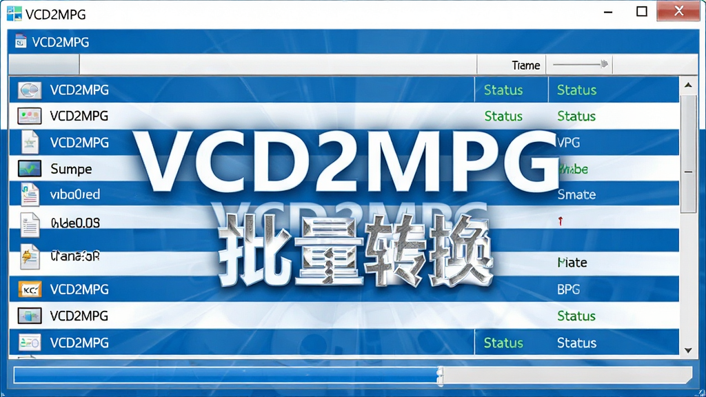 ���壺VCD2MPG����ת�����棬����ļ��Ŷӡ����֣��ļ��б�ռ���壬�ײ����������Ű棺�б�������״̬��ǡ���������࣬������ɫ��ϸ�ڣ���ʾ��VCD2MPG���͡�����ת�������������ʣ����壬�ɾ����޶���Ԫ�ء�