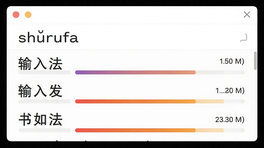 ������棺����ƴ����shurufa���󣬺�ѡ����ʾ�����뷨�������뷢�������編���ȴʣ������д�Ƶ�ȶ���������Ϊ�����ɫ���ڣ��������������ֹ淶������ִ�UI�����ʸɾ�