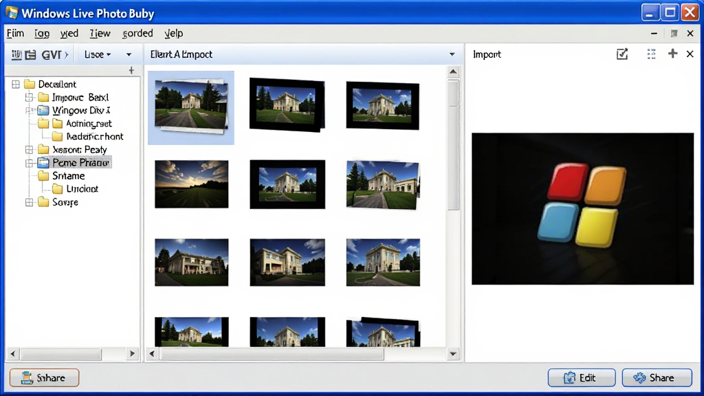 ����ΪWindows Live��Ƭ�����������ͼ������������ļ�����״�б����м�����Ƭ����ͼ�����Ҳ���Ԥ����ͼ���ײ��е��롢�༭�������Ȱ�ť�����岼�����������ڷ��Ϊ����Windows��ɫ�����������ʸɾ����޶���Ԫ��