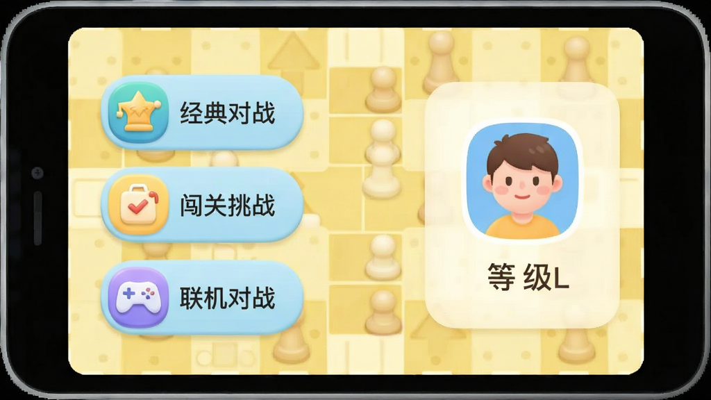 �ǻ۷������̶�ģʽѡ����棬��Ļ������С������ս������������ս������������ս������ͼ�꣬�Ҳ���ʾ��ǰ��ҵ�ͷ��͵ȼ��������ǵ���ɫ���������������岼�ִ������£�������¼�Լ��ϸ��Բ�󣬻��ʸɾ����޶���Ԫ��