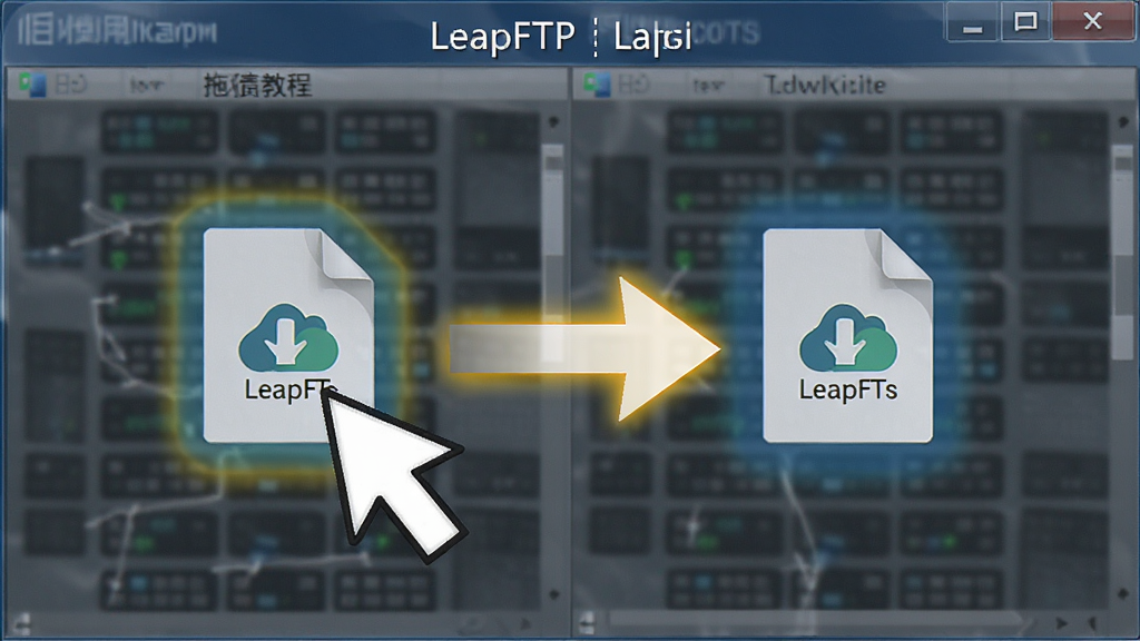 LeapFTPʹ�ý̳̲���ͼ��չʾ��ק�ϴ��ļ������������ק�ļ�����ൽ�Ҳ࣬���������ʾ������࣬��������