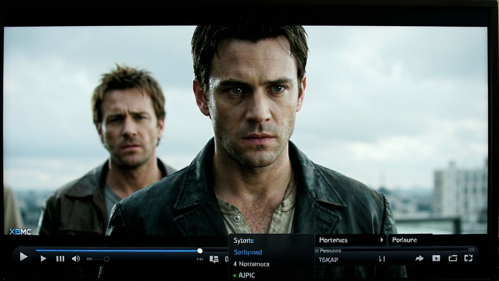 XBMC���ڲ���һ�������Ӱ���棬��Ƶ��������ϸ�壬��Ļ�·���ʾ���ſ�������������Ļѡ��˵���������ɫ��͸����ϸ�ڷḻ�����ʸ��壬��ʵ���ų�����ͼ