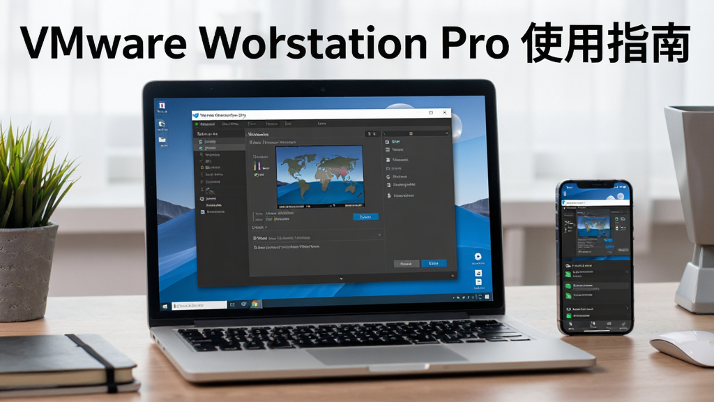 չʾ�ڱʼǱ�������ʹ��VMware Workstation Pro����������Ļ��棬��Ļ��ʾ��������ý��棬�Ա����ֻ���ʾԶ������Ч������������������ִ���ϸ�ڷḻ�����ʸ��壬���ֱ�ע