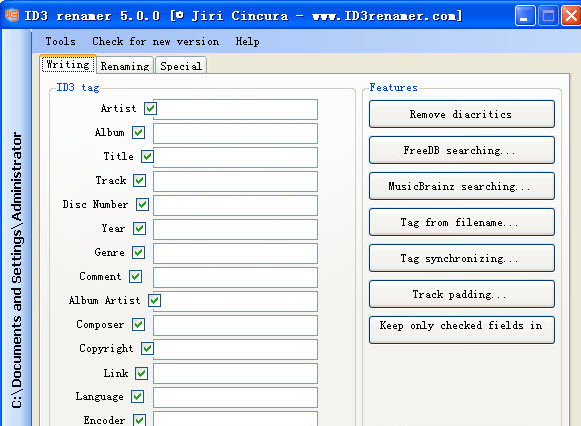 ID3 renamerMP3��ǩ�����޸Ĺ���2.5.0 �����ı�ǩ