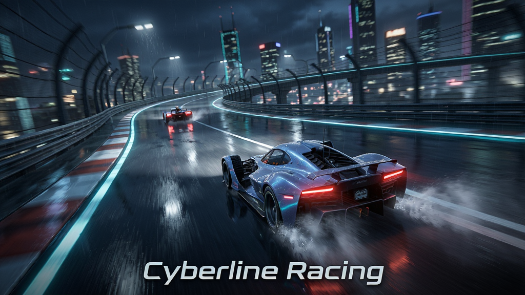������Cyberline Racing��Ϸ������ͼ��չʾһ��δ�����ĸ߼�����������Ϊ���������ǿ�ң��������ڹ�һ��������Ű������ٶ��붯�У����Ϊдʵ��ƻý�ϣ�ϸ�ڰ�������·�淴�⡢��������ˮ����Զ�����й�Ӱ�����ʱ��棬�ɾ����޶���Ԫ�أ�����ײ�������ʾ